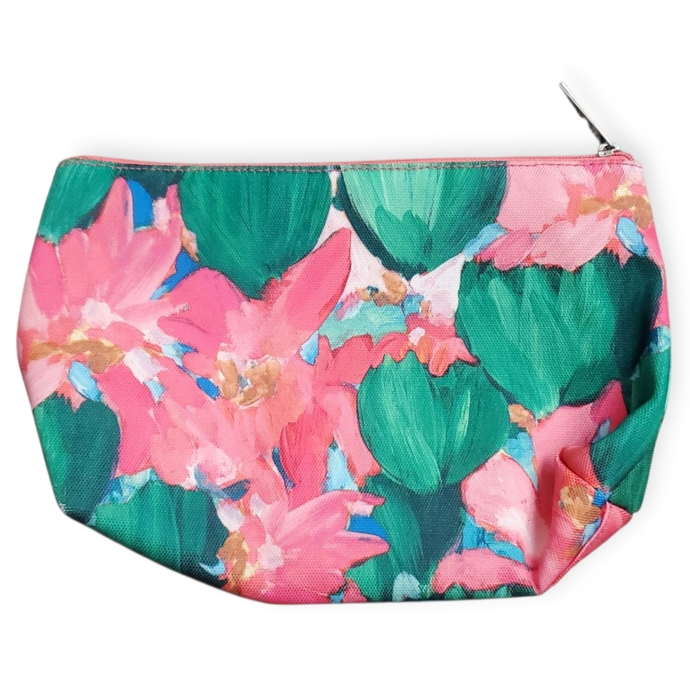 Clinique Pink and Green Floral Pouch - Picture 2 of 3